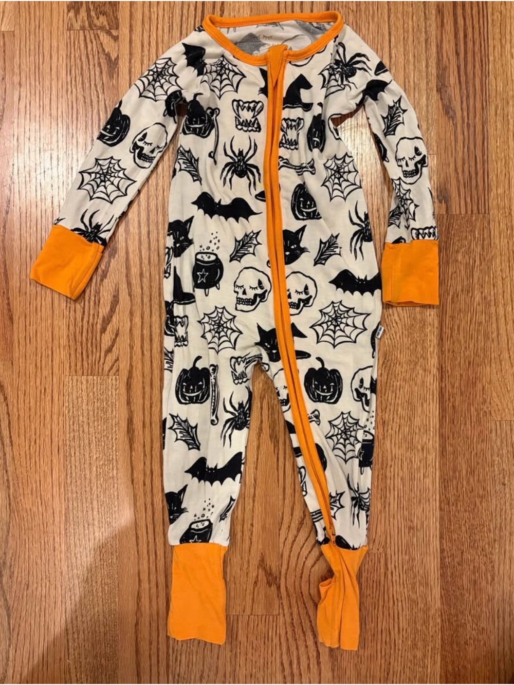 Little Sleepies Cream and Black Halloween  Zip Up